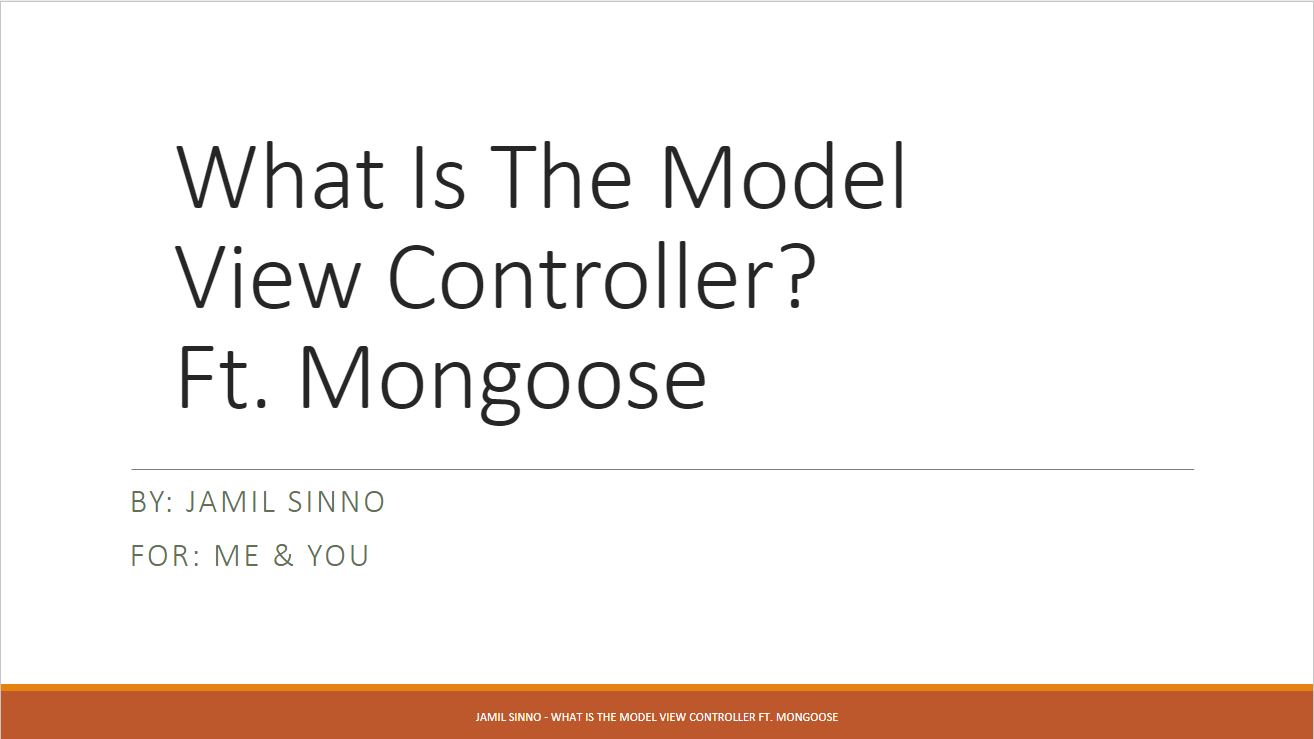 Model View Controller slide deck front page